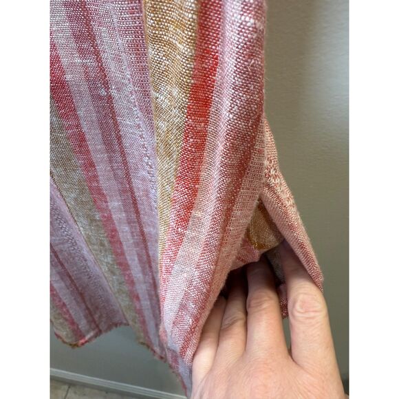 Drew Nat Dobby Stripe Linen Blend Sleeveless V-Neck Dress Women’s Size Medium - Picture 8 of 8